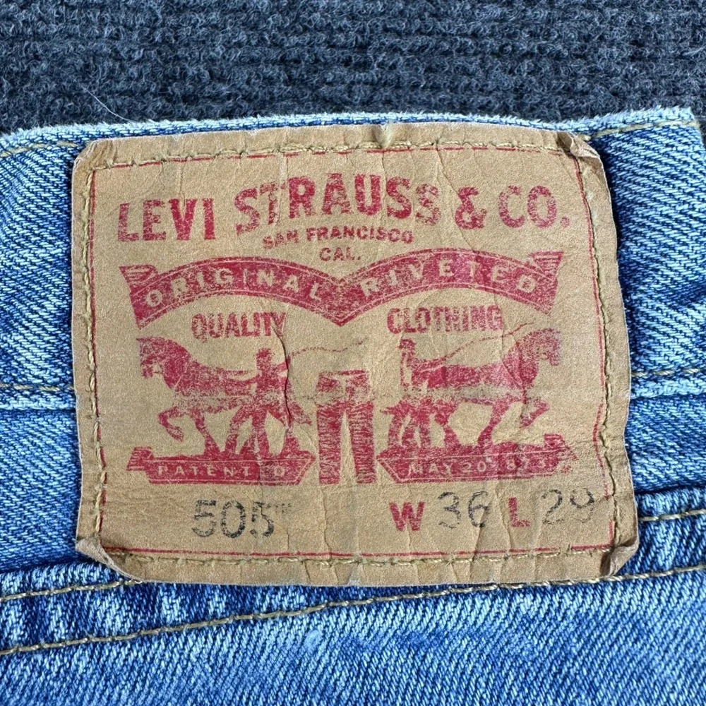 Levi's 505 Jeans Mens 36x29 W36 L29 Light Wash Regular Fit Straight Leg Denim